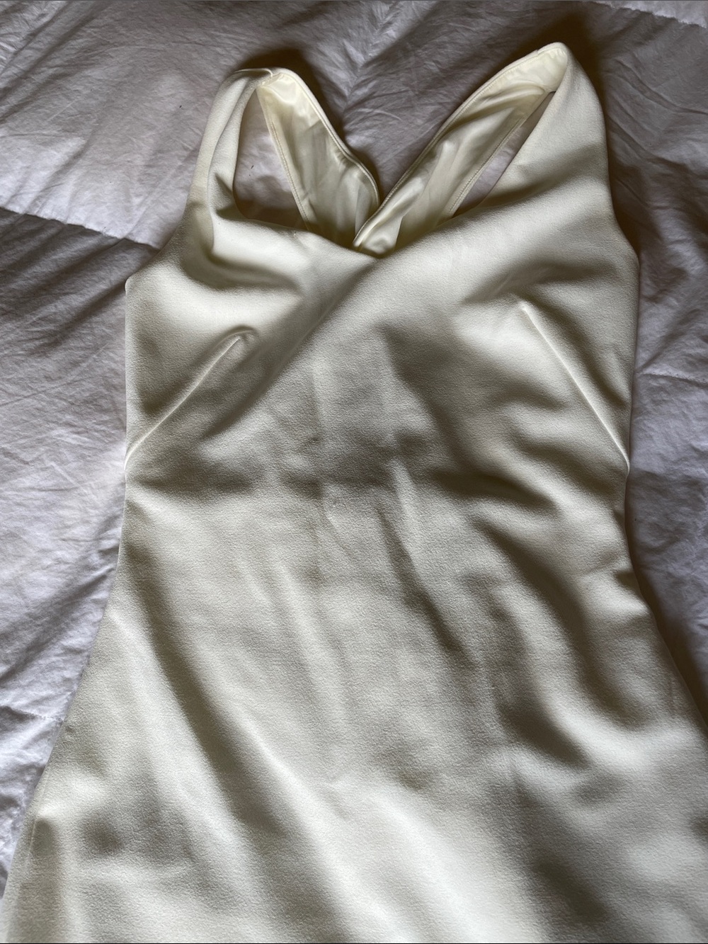 Ivory   White V-Neck Dress cross back